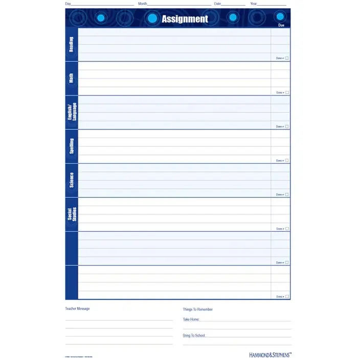 Hammond & Stephens Assignment Wall Chart, Wet Erase, 24 x 36 in Genuine